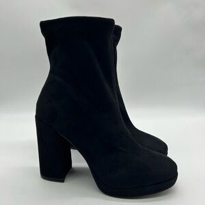 Steve Madden Macayla Black Fabric Upper Block Heel Boots – Women’s 9.5M NWB